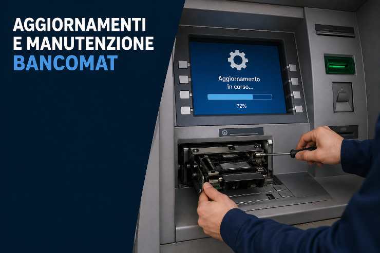 tecnico fa manutenzione bancomat