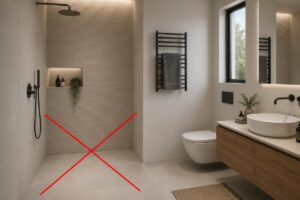 bagno con doccia e x rossa