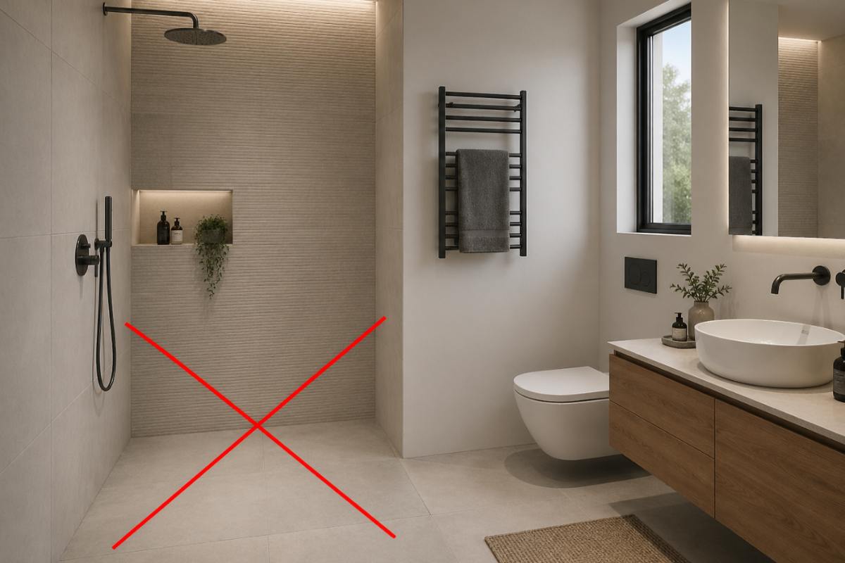 bagno con doccia e x rossa