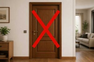 porta in legno con x rossa sopra