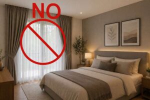 stanza da letto con no sopra le tende