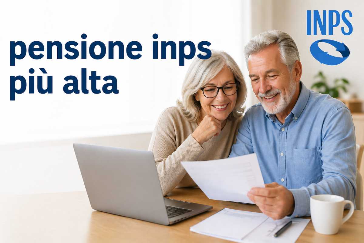 uomo e donna felici al pc, logo inps